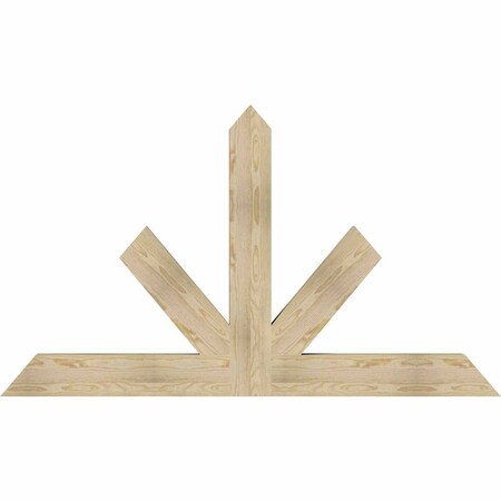 Ekena Millwork Saratoga Rough Sawn Timber Gable Bracket, Douglas Fir, 72"W x 42"H x 4"D x 6"F, 14/12 Pitch GBW072X42X0406SAR00RDF